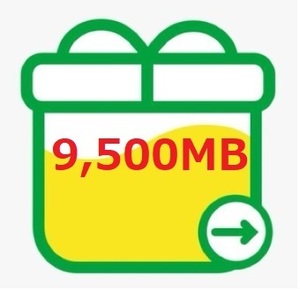 パケットギフト 9,500MB (約9.5GB) mineo マイネオ 　即決 匿名 　容量相談対応 ①