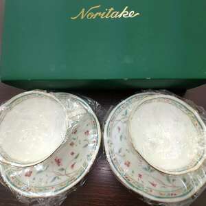  #8418　Noritake ノリタケ 花更紗 HANA SARASA 4409 花柄 金彩 カップ＆ソーサー 2客セット