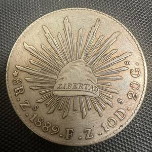 古錢　メキシコ　1889年　大型コイン　D3 大型銀貨 貿易銀 重さ26.8g 美品