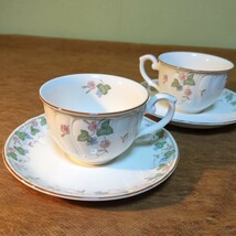 ノリタケ Noritake カップ &ソーサー ２客セット クラフトーン ビニーソング VINYSONG 洋食器 葡萄 ブドウ柄_画像1