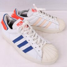 SUPERSTAR AYOON W 28.0cm/adidas スーパースター アディダス スニーカー 白 ホワイト 青 赤 中古 古着 レディース ad4708_画像6