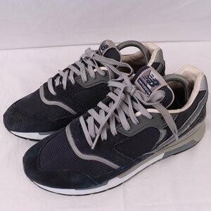 99H ニューバランス 26.0cm/new balance 紺 ネイビー グレー 中古 古着 スニーカー メンズ yy8597