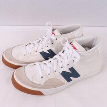 213 ニューバランス 27.0cm/new balance ミドル アイボリー 紺 ネイビー 灰 グレー白 ホワイト 中古 古着 メンズ スニーカー yy2712_画像1