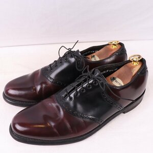 フローシャイム 12 D /~30.0㎝ 位 サドルシューズ 内羽根 バーガンディ ブラック 90's ヴィンテージ メンズ Florsheim 古着 中古 ds4224