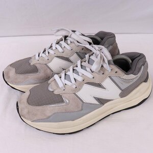 57/40 ニューバランス 27.5cm/new balance グレー 灰色 白 中古 古着 スニーカー メンズ yy8667