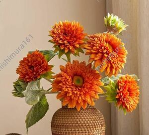 Art hand Auction 5 sunflowers★2 buds★Artificial flowers★No vase★Interior accessories★Sunflower flower materials★Art flowers★40cm★Handmade, Handcraft, Handicrafts, Art Flower, Pressed flowers, General