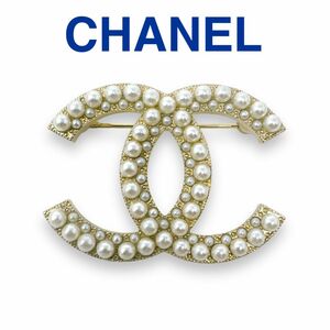 シャネル ブローチ ココマーク フェイクパール ゴールド金具 金 白 レディース CHANEL アクセサリー