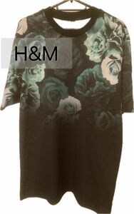 H&M メッシュTシャツ　薔薇柄 トップス プリント 半袖