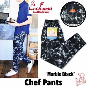 送料0 【COOKMAN】クックマン Chef Pants シェフパンツ Marble Black 231-31803 -M 男女兼用 マーブル タイダイ イージーパンツ LA 西海岸