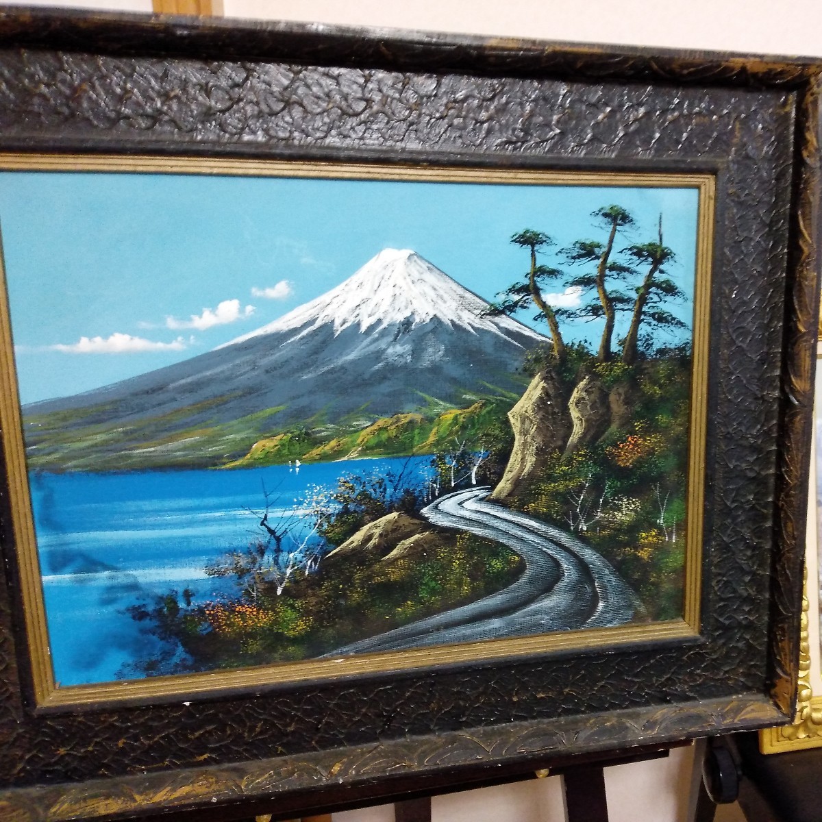 カッコイイ富士山と連山 2枚 油絵, 絵画, 油彩, 自然, 風景画