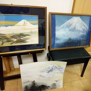 Art hand Auction 富士山2枚 油絵 下の額無し画像4はありません｡, 絵画, 油彩, 自然, 風景画