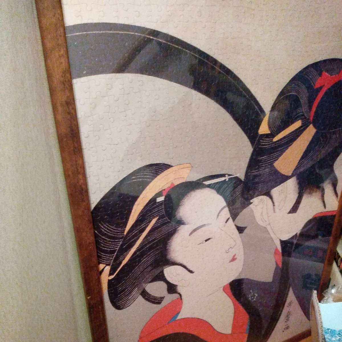 Ukiyo-e-Gemälde von schönen Frauen, Utamaro: Puzzle, und noch eins: Echte Floats, Malerei, Ukiyo-e, drucken, Schöne Frau malt