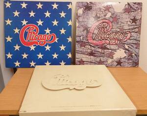 LP３冊　Chicago　シカゴ　①Chicago At Carnegie Hall４枚組ポスター２枚入 ②THE GREAT CHICAGO 栄光のシカゴ ③Chicago IIIポスター付