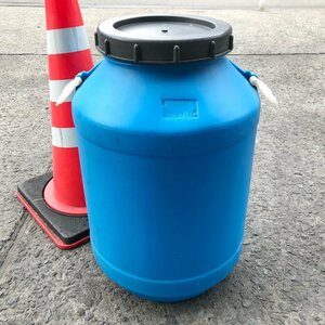 会清e960 【容量50L】 ドラムバレル 貯蔵用取手付ポリタンク 蓋・中蓋付 青■口径215mm 胴径400mmx高600mm■保存バケツ ＃350040 9805L