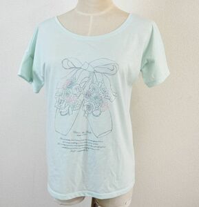 美品 ☆ チャコット　THE BALLET　プリントバレエTシャツ　ミントグリーン　M