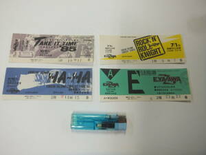 １９８０年代　矢沢永吉　コンサートチケット　半券４枚　ステッカー１枚