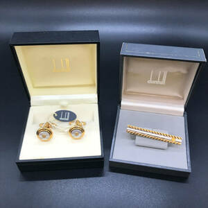 #6557　dunhill ダンヒル カフスボタン タイピン ゴールド基調 スーツアクセ メンズアクセ アクセサリー ボタン カフス ヴィンテージ