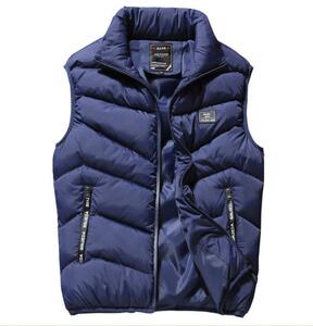  men's cotton inside the best choki autumn winter the best gilet the best with a hood . down vest outer the best jacket protection against cold heat insulation navy M~4XL