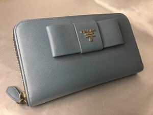 超美品PRADA プラダ 長財布 ラウンドファスナー リボン　LAGO