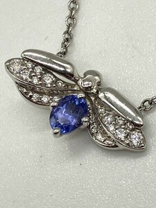 [ITQ0E3UOF8JN]Tiffany&Co Tiffany paper flower fire - fly Pt950 platinum tanzanite diamond necklace 