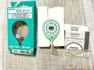 [希少:未使用新品:付属品完備/稼働品]セイコー SEIKO キッチンタイマー/昭和レトロ/light green/薄緑/裏葉色