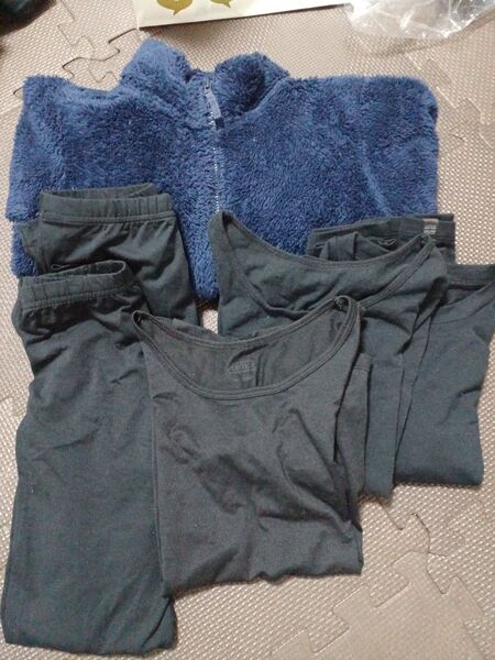 超お買得! 120.UNIQLO フリース(紺)ヒートテック、トップバリュ ズボン下等、6点