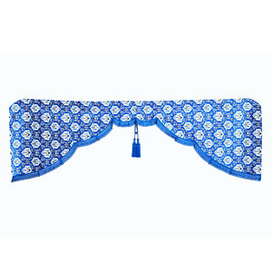 金華山センターカーテン　新格子　ブルー（青）　Lサイズ　2200×720　五右衛門 　【納期約1ヵ月】