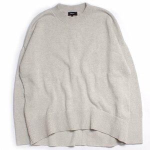 23AW Theory Clean Cotton Cash Line Stitch PO クルーネックプルオーバー 定価35,200円 sizeS ライトヘザーグレー 01-3301727 セオリー