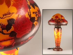 古美術 西洋美術 ガラス工芸 エミール・ガレ ランプ 細密細工 極上品 初だし品 C3923