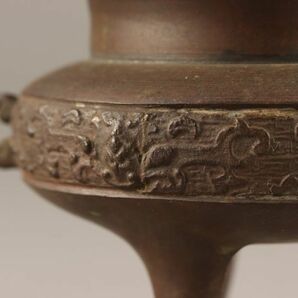 中国古玩 唐物 古銅造 饕餮文 香炉 時代物 極上品 初だし品 C4017の画像7