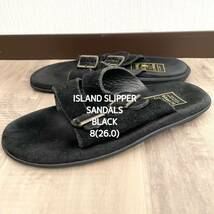 【ISLAND SLIPPER】 アイスランドスリッパ サンダル 夏靴 レザー ブラック 黒 26.0_画像1