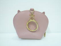 60946◆FURLA/フルラ ポーチ バッグチャーム 犬/ドッグ デザイン ピンクカラー 横幅:約7-11.5cm 縦幅:約9.5cm マチ幅:約4cm◆_画像6