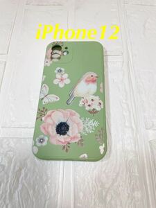 破格！！　iPhone12ケース　可愛い小鳥とお花柄　スマホケース　スマホケース