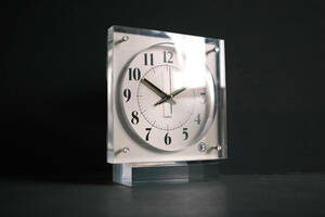 [8476]18.5cm デスククロック 置時計 アクリル ルーサイト 時計 クロック ヴィンテージ デスク時計 アナログ ビンテージ