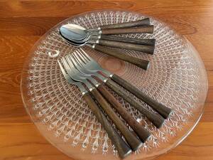 [5777]8 pcs set tina- spoon tina- Fork wood steering wheel Vintage Vintage retro cutlery set fork Pooh n