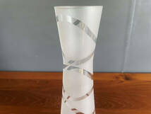 [9375]ベース 25cm フロストガラス 花瓶 フラワーベース ガラスベース ガラス工芸 工芸ガラス ヴィンテージ ビンテージ_画像2