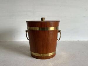 [9267] сайт - дерево щеки латунь ведерко для льда канистра Vintage Vintage nippon saito wood осмотр ) Северная Европа Дания 