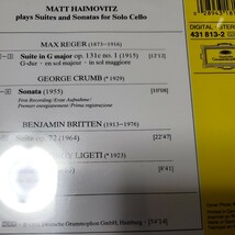 マットハイモヴィッツ MATT HAIMOVITZ BRITTEN/REGER/CRUMB/LIGETI: SUITES & SONATAS FOR SOLO CELLO_画像2