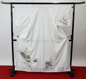 附下訪問着 枝梅 墨絵 花 白黒 モノクロ 披露宴 身丈156.5cm 裄丈65cm ★着物 パーティー t‐1607 桜庭呉服店