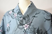 小紋 着物 袷 花 青海波 身丈157cm 裄丈66.5cm ★ kb-5414 桜庭呉服店_画像1