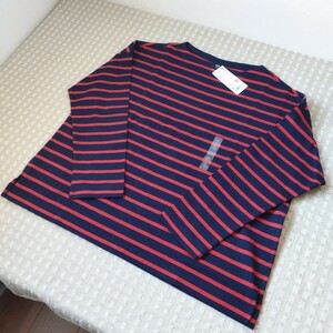 未使用 タグ付 ユニクロ UNIQLO ボーダー Tシャツ XL ゆったり身幅61 綿100 navy●色サイズ違い有り●ネコポス 送料無料 セール