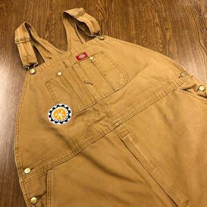 【FA094】Dickies W48 L32 大きいサイズ ビッグサイズ ダック地 オーバーオール ベージュ メンズブランド古着 ディッキーズ 送料無料