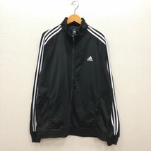 【FA107】adidas ジャージ 4XOサイズ ブラック 三本ライン 袖口リブ ブランド古着 アディダス スポーツウェア トラックジャケット 送料無料_画像1