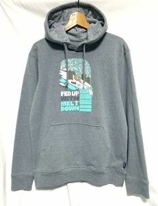 ☆美品　patagonia パタゴニア　Fed Up With Melt Down Uprisal Hoody　雪崩イラスト 裏起毛スウェット プルオーバーフーディ グレー S