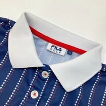 FILA GOLF フィラゴルフ 半袖ポロシャツ ストライプ柄 ネイビー系 LL [240101109590] ゴルフウェア レディース_画像3