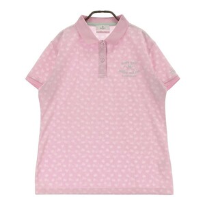 MUNSING WEAR マンシングウェア 半袖ポロシャツ 刺繍 ヤシ 総柄 ピンク系 LL [240001934118] ゴルフウェア レディース