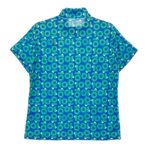 AND PER SE アンパスィ 2022年モデル ハイネック 半袖Tシャツ 総柄 ブルー系 LL [240001974783] ゴルフウェア レディースの画像2