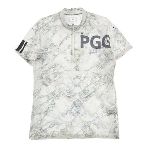 PGG PEARLY GATES パーリーゲイツ 2023年 半袖ハーフジップTシャツ 総柄 ホワイト系 5 [240101114714] ゴルフウェア メンズ