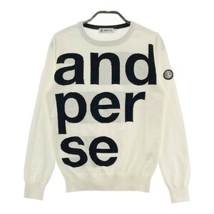 【1円】AND PER SE アンパスィ ニットセーター ロゴ ホワイト系 M [240101114531]