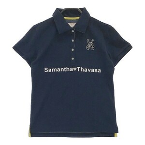 SAMANTHA THAVASA サマンサタバサ 半袖ポロシャツ アイミー刺繍 ネイビー系 M [240101094790] ゴルフウェア レディース
